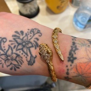 Diamond Snake Bypass Bangle Bracelet